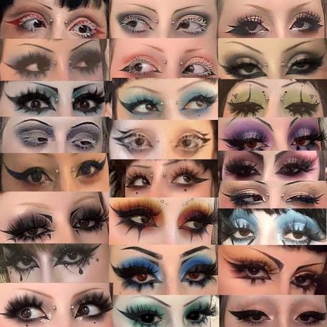 Eyeliner Lashes Make Up, Cool Simple Makeup Looks, Eye Makeup Gothic, Cool Alt Eyeliner, Punk Makeup Looks Eyes, Goth Liner Makeup, Y2k Punk Makeup, Alt Eyeliner Ideas, Gothic Makeup Ideas Eyeliner