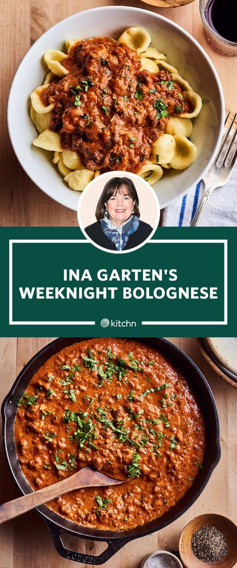 Ina Garten Pasta Recipes, Bolognese Recipe Easy, Bolognese Sauce Authentic, Weeknight Bolognese, Best Ina Garten Recipes, Ina Garten Recipes, Bolognese Recipe, Pasta Dinner Recipes, Too Good To Be True