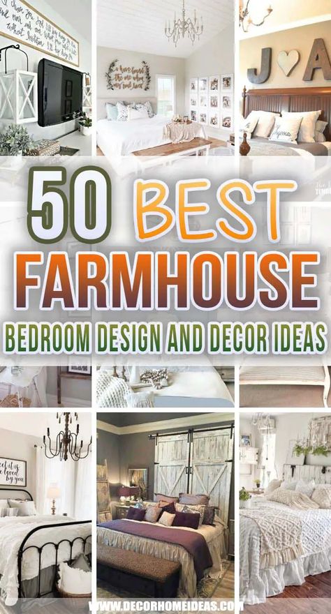 49 Beautiful Farmhouse Bedroom Design and Decor Ideas To Add More Rustic Flair | Decor Home Ideas Bed Rooms Ideas Master Farmhouse, Farmhouse Style Spare Bedroom, Small Farmhouse Bedroom Decor, Farmhouse Boho Bedroom Rustic, Rustic Farmhouse Ideas Bedroom, Farm Decor Bedroom, Country Farm Bedroom Ideas, Farmhouse Modern Bedroom Decor, Farmhouse Bedroom Decor Ideas Romantic