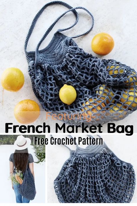 Easy And Fabulous Crochet French Market Bag Free Pattern Market Bag Free Pattern, Crochet Grocery Bag, Grocery Bag Pattern, Bag Free Pattern, French Market Bag, Tote Crochet, Crochet Tote Pattern, Crochet Market, Free Crochet Bag