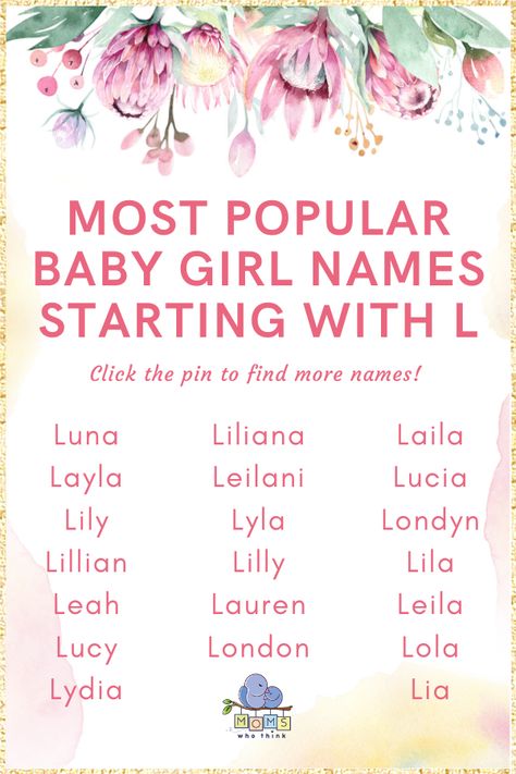 The most detailed list of popular & beautiful baby girl names starting with L. Discover hundreds of creative names for girls and girl middle names starting with the letter L along with the meanings and origin of each name! | baby l names ideas, baby girl l names #names #girlnames #babygirlnames #babynames #babygirl V Names Girl, V Girl Names, Journalling Tips, V Names, L Girl Names, J Baby Girl Names, L Baby Girl Names, Girl Middle Names, V Name