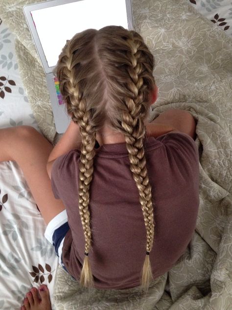 Two french braids! 2 Braids Hairstyles, Two French Braids, Tan Skin Blonde Hair, Two Braid Hairstyles, Beachy Aesthetic, Plaits Hairstyles, French Braid Hairstyles, Cute Braided Hairstyles, Braided Ponytail Hairstyles