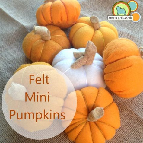 DIY Mini #Felt Pumpkin tutorial Fall Rocks, Wool Stitching, Felt Food Diy, Felt Food Patterns, Stitching Projects, Felt Pumpkins, Felt Play Food, Felt Leaves, Felt Halloween