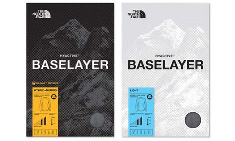 The North Face® Baselayer Packaging Concepts — katie heit gardner Gardner Aesthetic, North Face Brand, Hang Tag Design, Fashion Poster Design, Light Activities, Tshirt Printing Design, Sports Package, Creative Flyers, Wine Packaging