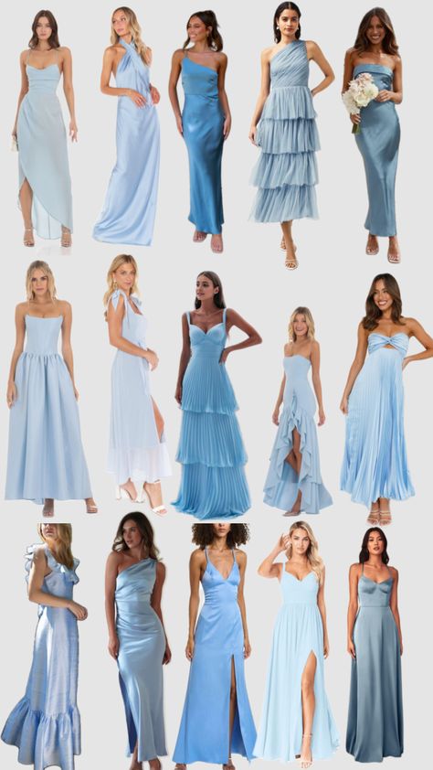 Blue bridesmaids dress inspo 🩵 Blue Bridesmaids Dress, Modest Spring Outfits, Sky Blue Bridesmaid Dresses, Cute Formal Dresses, Dress Code Wedding, Light Blue Wedding, Modest Dresses Casual, Bridesmaid Dress Styles, Dream Wedding Ideas Dresses