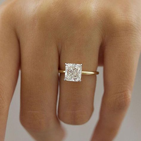 Princess Cut Gold Engagement Rings, Cushion Cut Engagement Ring 2 Carat, 2 Carat Princess Cut Engagement Ring, Engagement Rings Princess Cut Gold, Princess Cut Engagement Ring Gold, Princess Cut Gold Engagement Ring, Wedding Rings Boho, Plain Engagement Rings, Engagement Rings Princess Cut