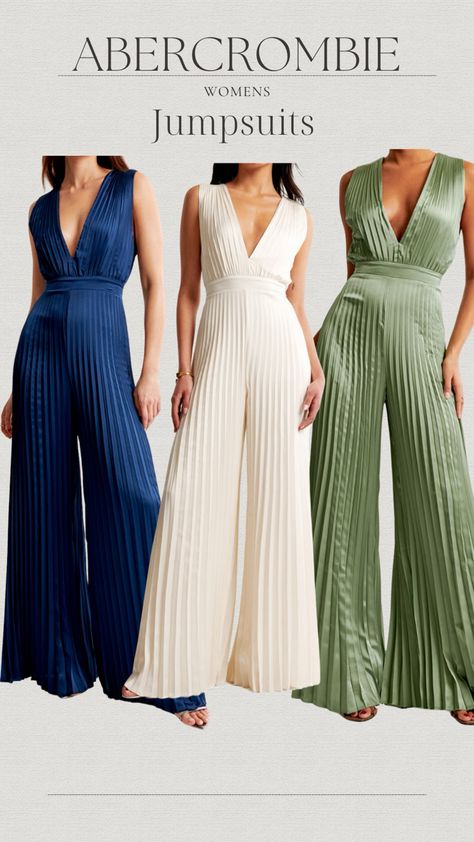 How perfect are these jumpsuits for a spring or fall wedding! With wedding season coming up these would be perfect for a bachelorette party or the wedding! #abercrombiefind #abercrombie Follow my shop @Lo_Novi1 on the @shop.LTK app to shop this post and get my exclusive app-only content! #liketkit #LTKwedding #LTKfindsunder100 #LTKstyletip @shop.ltk https://liketk.it/4seE5 Chic Bridesmaid Jumpsuits And Rompers, Wedding Guest Outfit Jumpsuit, Bridesmaid Jump Suits, Spring Party Full-length Strapless Jumpsuit, Fitted Sleeveless Bridesmaid Jumpsuit, Spring Party Strapless Jumpsuit With V-neck, Neutral Jumpsuit, Jumpsuit Wedding Guest, Wedding Outfit Guest