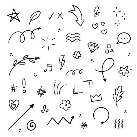 Scrapbook Filler Doodles, Cute Doodle For Notes, Easy Doodles To Draw On Yourself, Cute Doodles Notes, Mini Doodles Cute, Doodle Art For Journal, Books Doodles Drawings, Drawing Symbols Doodles, Doodle For Scrapbook