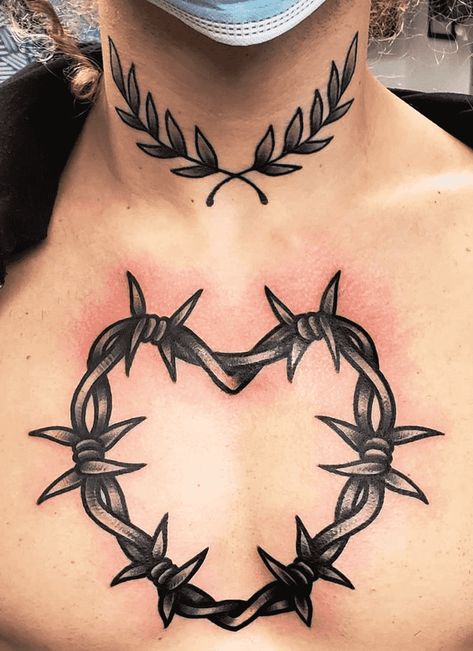 Neck Tattoo Design Images (Neck Ink Design Ideas) Lower Throat Tattoo, Neck Collar Tattoo, Girly Throat Tattoo, Traditional Neck Tattoos Women, Neck Filler Tattoo, Trad Neck Tattoo, Simple Throat Tattoo, Front Of Neck Tattoo, Chest And Neck Tattoo Female