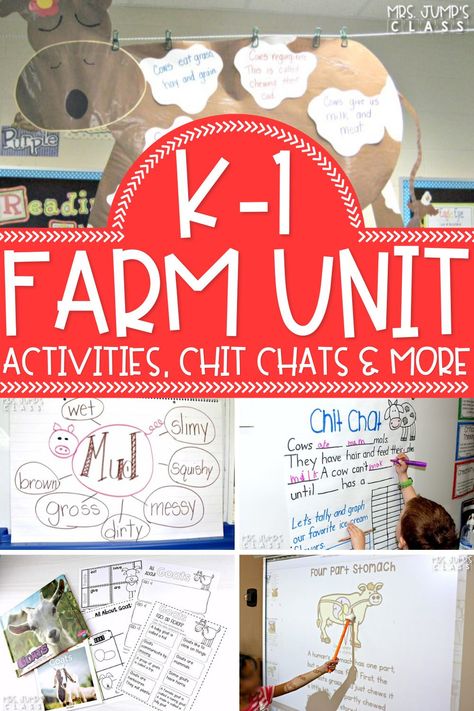 Farm Animal Lesson Plans Kindergarten, 1st Grade Farm Unit, Farm Unit Study Kindergarten, Farm Cvc Activities, Farm Animals Activities For Elementary, Farm Animal Writing Kindergarten, Animal Unit Kindergarten, All About Cows Kindergarten, Farm Science Activities Kindergarten