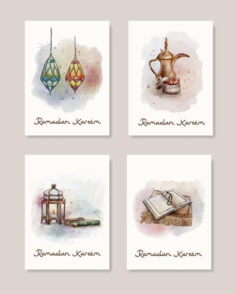 Watercolor ramadan kareem greeting card Premium Vector Ramadan Cards Design, Ramadan Drawings, Ramadan Prints, Ramadan Drawing Ideas, Ramadan Setup, Ramadan Drawing, Islamic Drawing, Ramadan Art, Ramadan Card