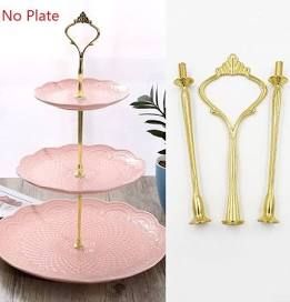 Diy Dessert Stand, Old Dishes, Pink Cake Stand, Tiered Dessert Stand, Fruit Birthday Party, Diy Cake Stand, China Crafts, Lemonade Party, Dessert Party