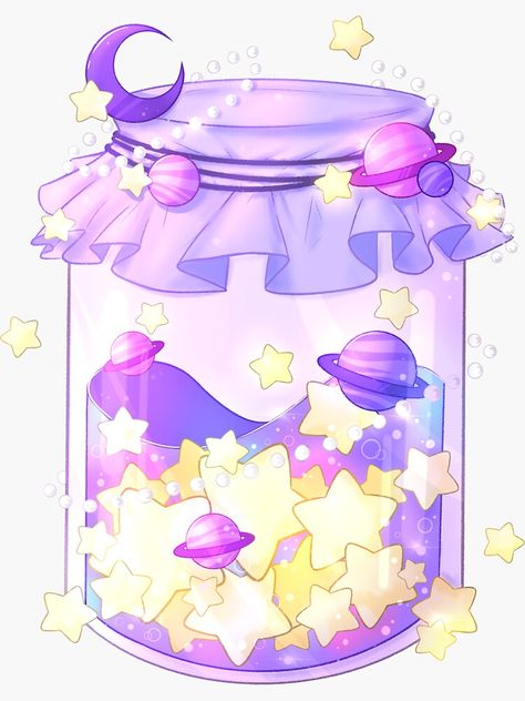 Galaxy In A Jar, Kawaii Galaxy, Jar Drawing, Galaxy Stickers, Star Jar, Galaxy Jar, Cute Drawlings, Art Kawaii, Jar Art