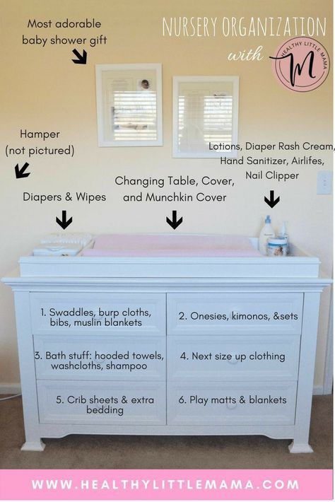 Nursery Organization Changing Table, Nursery Dresser Organization, Pinterest Baby, Nursery Changing Table, Baby Nursery Organization, Baby Nursery Inspiration, Baby Dresser, Baby Room Organization, Nursery Dresser