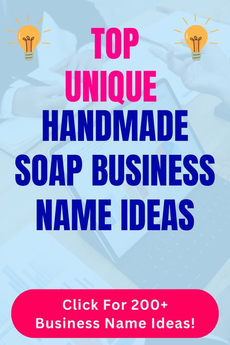 Looking for unique Handmade Soap business name ideas? Check out our list of top unique, funny, cute and catchy Handmade Soap business names in our blog post! Soap Names Ideas, Soap Business Names Ideas, Soap Brand Name Ideas, Handmade Soap Business, Ideas Name, Soap Berries, Name Idea, Unique Business Names, Soap Business