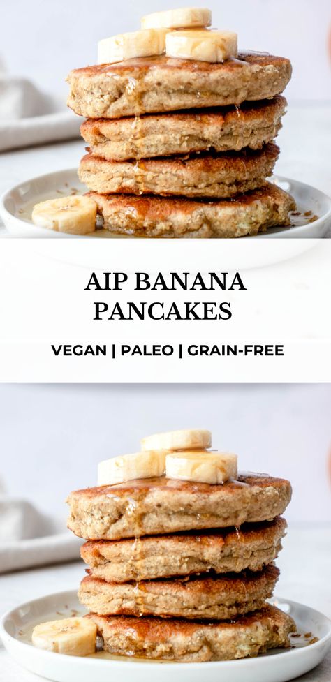 Aip Pancakes Autoimmune, Aip Banana Pancakes, Aip Pancakes Egg Free, Aip Kid Friendly Recipes, Aip Banana Recipes, Aip Breakfast Recipes Easy, Easy Aip Breakfast, Aip Recipes Breakfast, Easy Aip Recipes