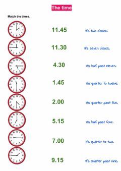 v Clock Worksheets, Life Skills Class, Free Time Activities, Telling Time Worksheets, English Exercises, What Time Is It, Time Worksheets, English Worksheets For Kids, 1st Grade Worksheets