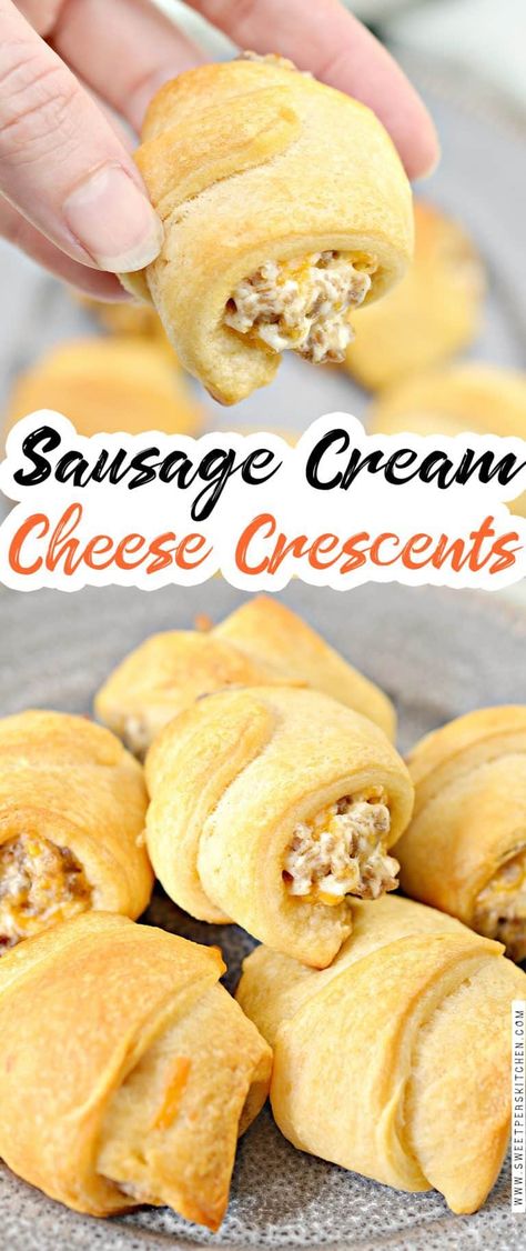 Sausage Cream Cheese Crescent Rolls, Sausage Cream Cheese Crescents, Crescent Roll Breakfast, Sausage And Cream Cheese, Campfire Meals, Crescent Roll Breakfast Recipes, Sausage Cream Cheese, Camp Meals, Cream Cheese Breakfast