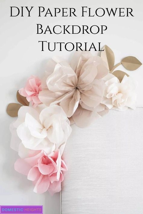 how to make paper flowers for nursery, paper flower wall decor bedroom, all decoration with paper flowers by step by step how to attach paper flowers to wall Tissue Flowers Backdrop, Tissue Paper Flowers Wall Decor, Large Paper Flowers Backdrop, Tissue Paper Flower Backdrop Diy, Tissue Flower Wall, Paper Flower Photo Wall, Silk Paper Flowers Diy, Decorating With Tissue Paper Flowers, Tissue Paper Flower Decorations