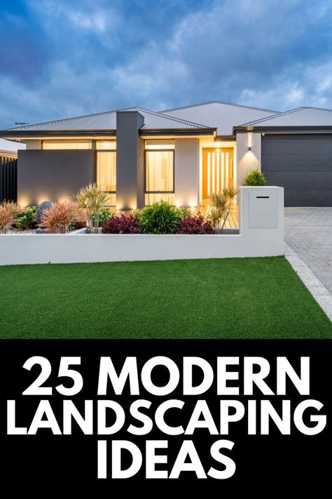 Front Yard Design Layout, Modern Landscaping Front Yard, Modern Landscape Design Front Yard, Modern Front Yard, Modern Backyard Landscaping, Front Yard Design, Farmhouse Landscaping, Modern Landscape Design, Modern Backyard