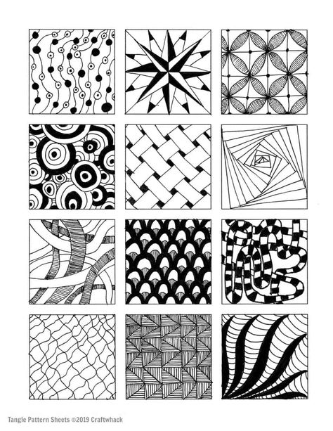 Inspired By Zentangle: Patterns and Starter Pages of 2021 Zantangle Art, Easy Zentangle Patterns, Doodle Art Letters, Doodle Art For Beginners, Arte Doodle, Pattern Worksheet, Zen Doodle Patterns, Cool Doodles, Doodle Art Journals