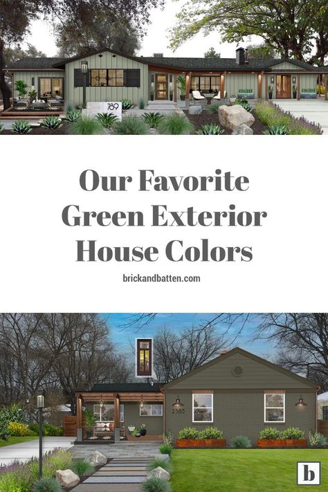 Exterior House Colors Brick, Green Siding House, Green Home Exterior, Green House Color, Green Exterior House, Green Exterior Paints, Green Exterior House Colors, Grey Exterior House Colors, Green House Exterior