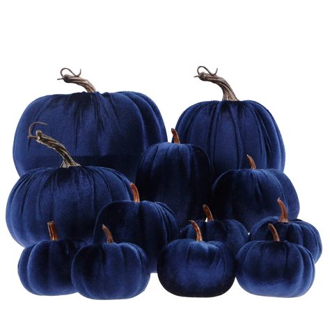 Orange Fall Decor, Blue Thanksgiving, Blue Fall Decor, Halloween Table Centerpieces, Pumpkin Show, Farmhouse Thanksgiving, Fall Pumpkin Crafts, Random Products, Pumpkin Wedding