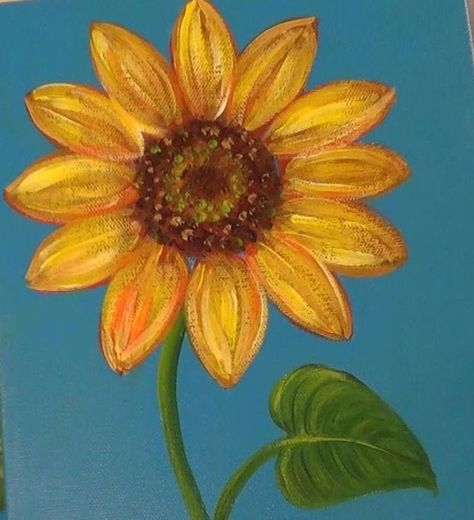 Sunflower Simple Painting, How To Paint Sunflowers Acrylic, Simple Sunflower Painting, Sunflower Painting Acrylic, Kanvas Art, Painting Sunflowers, Fall Canvas Painting, Sunflower Canvas, Acrylic Painting Lessons