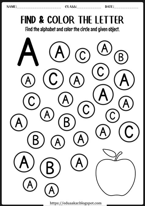 Alphabet Copying Worksheet, Identify Alphabet Worksheet, Find The Alphabet Worksheet, Learn To Write Letters Preschool Alphabet Activities, Pre Phonics Activities, Alphabet A Worksheet, Find Letters Worksheet, Identify Letters Preschool, Sound A Worksheets For Preschool