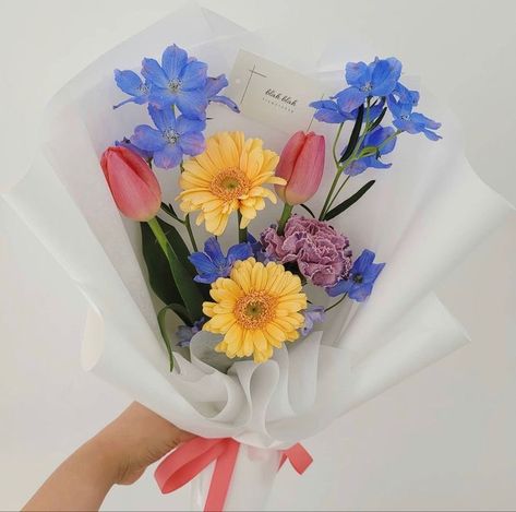 Korean Bouquet, Single Flower Bouquet, Flower Boquet, Flower Bouquet Diy, Flower Gift Ideas, Boquette Flowers, Artificial Bouquet, Flower Shower, Nothing But Flowers