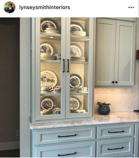 Kitchen China Display, In Wall China Cabinet Built Ins, Display Cabinet In Kitchen, Kitchen With China Cabinet Built In, Modern China Cabinet Display Living Room, Display Dishes In Glass Cabinet, Built In Dish Cabinet, How To Display Dishes In Glass Cabinets, China Cabinet Pantry Ideas