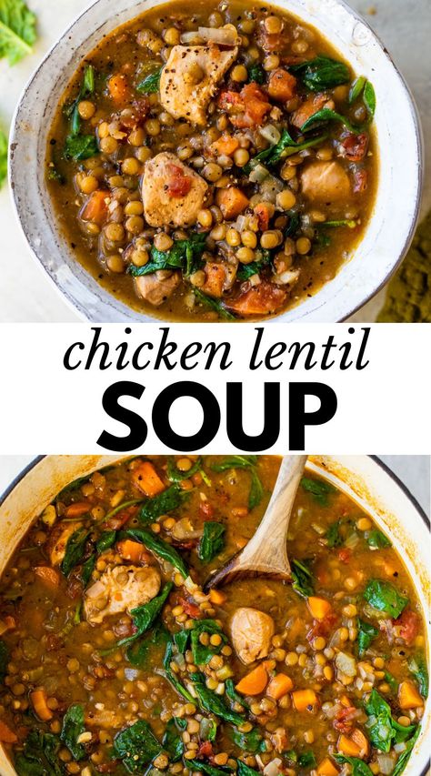 Crockpot Chicken And Lentils, Macro Friendly Lentil Soup, Lentil Soup Recipe With Meat, Pork And Lentil Soup, Chicken Lentil Chili, Lentil Chicken Noodle Soup, Chicken And Lentil Soup Instant Pot, Slow Cooker Chicken Lentil Soup, Lentil Soup Aip