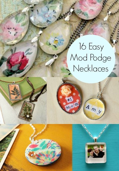 DIY a necklace: 16 easy to decoupage projects. - Mod Podge Rocks Marshmallow Lollipops, Bead Business, Jewelry 101, Domino Jewelry, Easy Necklace, Decoupage Crafts, Decoupage Projects, Diy Jewelry To Sell, Mod Podge Crafts