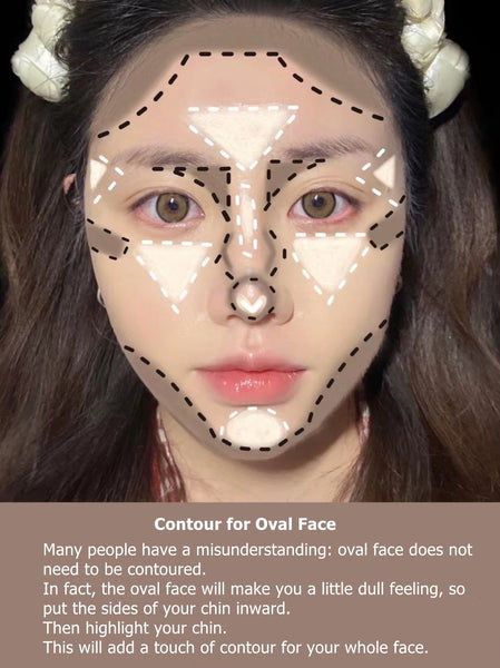 Contour Makeup for Beginners How To Contour Asian Face, Round Face Makeup Asian, Makeup Round Face Asian, Korean Face Contour, Asian Face Contour, Douyin Makeup For Round Face, How To Contour Round Face, Douyin Eye Makeup Step By Step, Makeup Tutorial Round Face