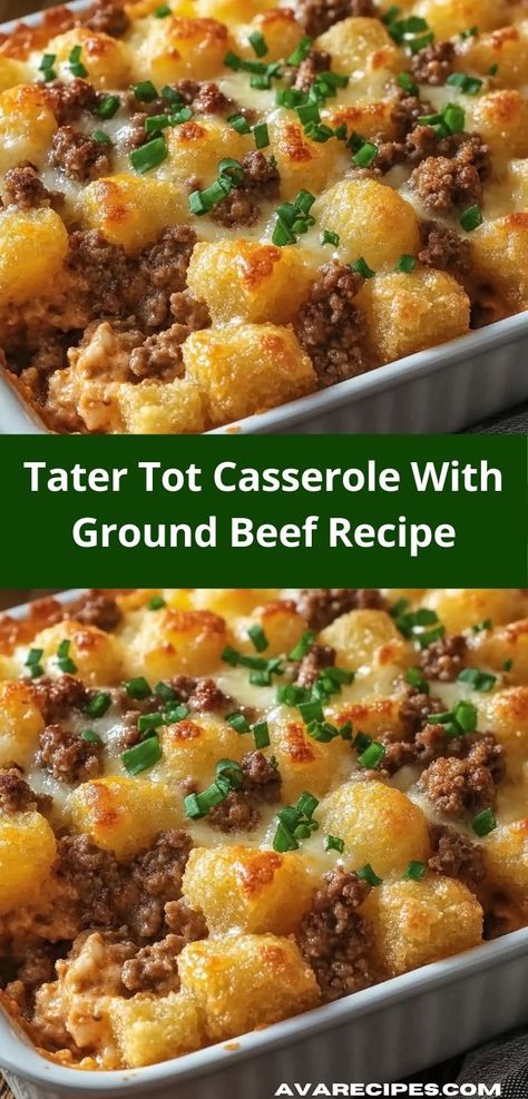 Searching for a flavorful dinner? Discover the deliciousness of Tater Tot Casserole with Ground Beef. This easy casserole recipe combines savory beef and crispy tots, making it a hit for any family gathering or weeknight meal. Quick Casserole Recipes, Cheesy Tater Tot Casserole, Easy Casserole Recipe, Quick Beef Recipes, Easy Tater Tot Casserole, Casserole With Ground Beef, Tater Tot Recipes, Tater Tot Casserole Recipes, Ground Beef Recipe