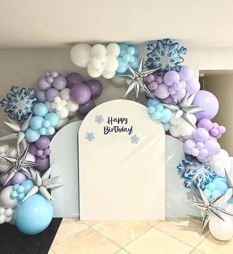 Frozen Balloon Display, Frozen Balloon Garland Backdrop, Elsa Balloon Arch, Frozen Birthday Balloon Arch, Elsa Balloon Garland, Frozen Decoration Ideas, Frozen Birthday Backdrop, Frozen Balloon Bouquet, Frozen Balloon Arch