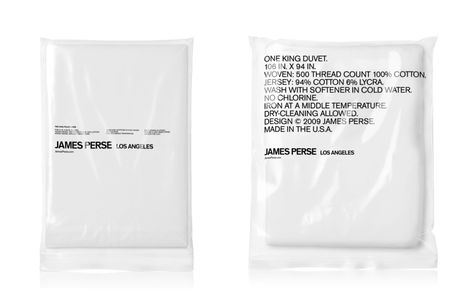 James Perse "Home Collection" bedding packaging system // Designed by Marc Atlan Duvet Packaging, Polybag Design, Bedding Packaging, Packaging System, Tshirt Packaging, Shirt Packaging, Dessert Packaging, Skincare Packaging, Perfume Packaging