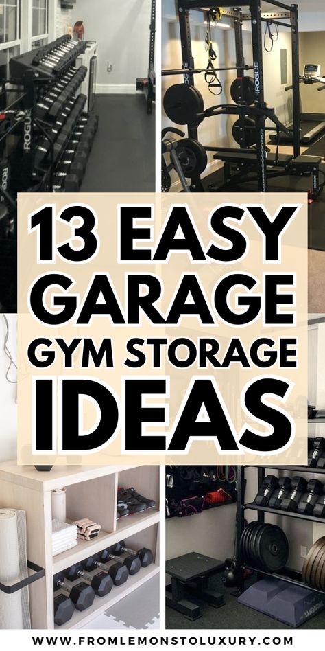 13+ Easy Garage Gym Storage Ideas That Are Smart - From Lemons To Luxury Garage Storage And Gym Ideas, Small Space Garage Gym, Diy Garage Gym Ideas Small Spaces, Diy Gym Garage, Garage Gyms Ideas Layout, 2 Car Garage Gym Ideas, Home Garage Gym Paint Ideas, Home Gym Ideas In Garage, Garage Gym Decor Ideas