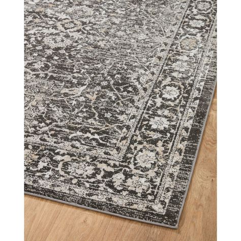 Lark Manor Aliyana Performance Charcoal/Silver Rug | Wayfair Living Room Statement Piece, Elegant Entryway, Serene Bedroom, Traditional Motifs, Artisan Rugs, The Present Moment, Loloi Rugs, Persian Pattern, Silver Rug