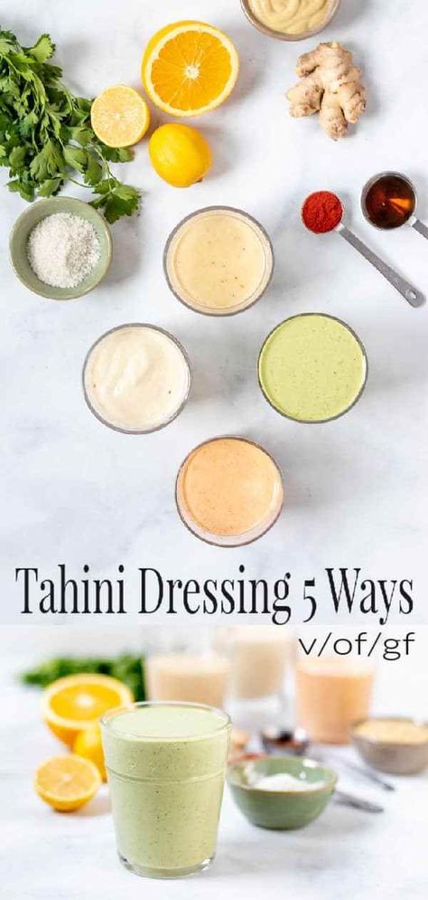 Tahini Salad, Tahini Salad Dressing, Tahini Dressing Recipe, Healthy Dip, Tahini Recipe, Vegan Salad Dressing, Vegan Dressing, Grain Bowls, Lemon Tahini Dressing