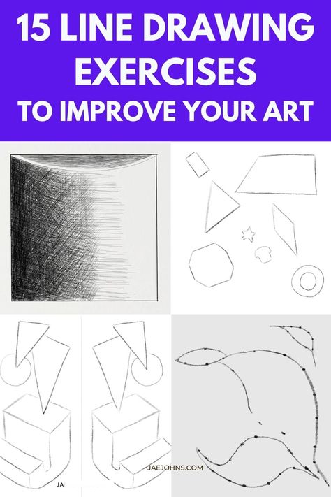 Art Practice Exercises, Practice Drawing Shapes, Beginner Drawing Lessons, Basic Sketching, Practice Drawing, Diy Abstract Canvas Art, Art Tutorials Watercolor, Simple Line Drawings, Drawing Exercises