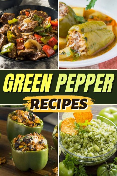 These delicious green pepper recipes are perfect to make for the family! From stuffed peppers to enchiladas to stir-fry, you can't top these incredible meals. Recipes That Use Green Peppers, Meals With Green Peppers, Food With Peppers, Uses For Green Peppers, What Can I Make With Peppers, Green Pepper Chicken, Green Bell Peppers Recipes, Recipes With Green Bell Peppers, Bellpepper Dinner Ideas