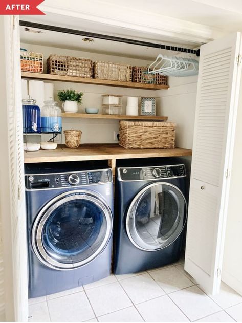 Apartment Laundry, Laundry Closet Makeover, Laundry Room Closet, Laundry Room Renovation, Laundry Room Remodel, Laundry Room Inspiration, Laundry Closet, Laundry Decor, Laundry Room Diy