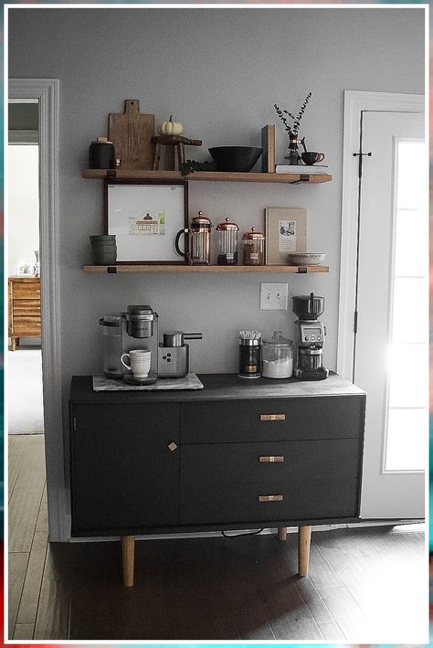 Coffee Bar - Amazon.com, one of the world's largest store. Click today to get what you are looking for. Koffie Stations, Coffee Bar Decorations, Coffee Bar In Kitchen, Kaffe Station, Bar In Kitchen, Coffee Bar Ideas Kitchen Counter, Kitchen Coffee Bar, Coffee Bar Station, Coffee Bar Ideas