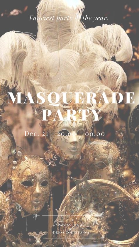 Elegant Masquerade Party Poster 20s Masquerade Party, Masquerade Ball Poster Design, Masquerade Ball Poster, Mascared Party Aesthetic, Masquerade Poster, Masquerade Ball Aesthetic, Masquerade Ball Decorations, Masquerade Party Themes, Masquerade Dance