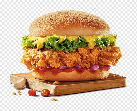 Hamburger Chicken, Kfc Logo, Kfc Delivery, Fried Chicken Kfc, Crispy Chicken Burgers, Fried Chicken Burger, Fast Food Logos, Specialty Sandwiches, Food Promotion