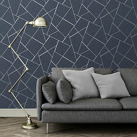 Modern Wallpaper Living Room, Feature Wall Living Room, Handy Wallpaper, Wall Texture Design, Silver Wallpaper, Your Wallpaper, How To Hang, Wallpaper Accent Wall, Wallpaper Living Room