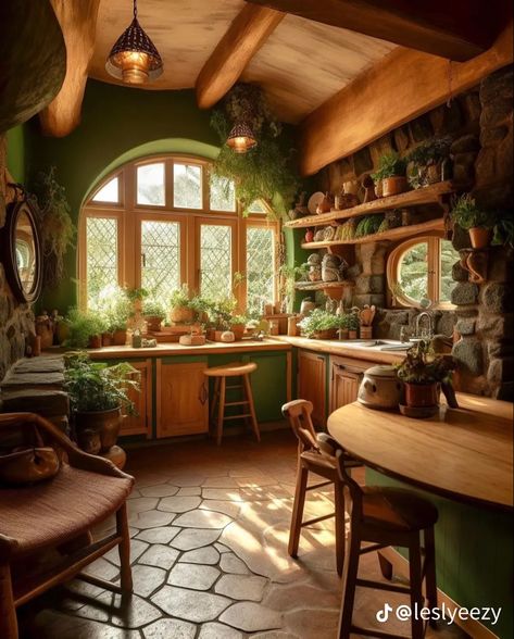 Hobbit House Interior, Cottage Core Kitchen, Cottage Core Home, Cottage Core House, Casa Hobbit, Cottagecore Kitchen, Earthship Home, Cottagecore Home, Cottage Aesthetic