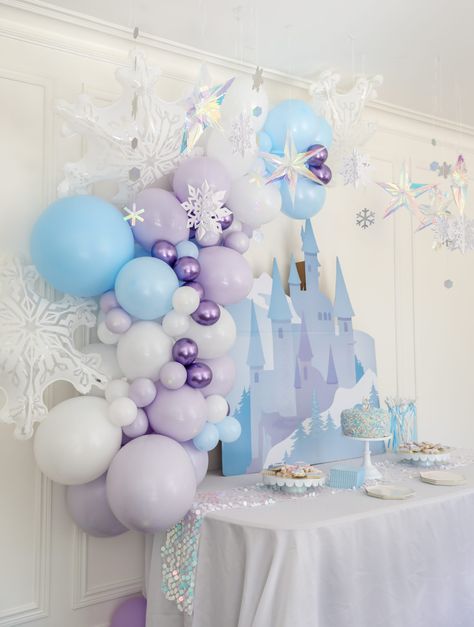 Elsa Party Ideas Frozen, Frozen Fifth Birthday, Frozen Birthday Party Signs, Winter Wonderland 3rd Birthday Party, Winter Frozen Birthday Party, Frozen One Year Old Party, Frozen Birthday Tea Party, Elsa Birthday Party Decorations At Home, Frozen Themed Second Birthday