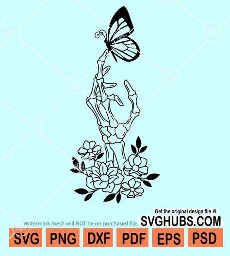 Floral skeleton hand with butterfly svg, Floral skeleton hand svg, Hand with butterfly Svg, Bones finger Svg, Skeleton hand Svg, Halloween svg, Flower Tattoo Svg, Skull Svg, Skeleton Holding butterfly svg Skeleton Hand With Butterfly, Hand With Butterfly, Holding Butterfly, Skeleton Hands Drawing, Pinky Promise Tattoo, Rose And Butterfly Tattoo, Tattoo Svg, Promise Tattoo, Hands Holding Flowers